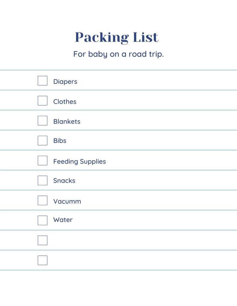 Packing List for a Baby on a Road Trip